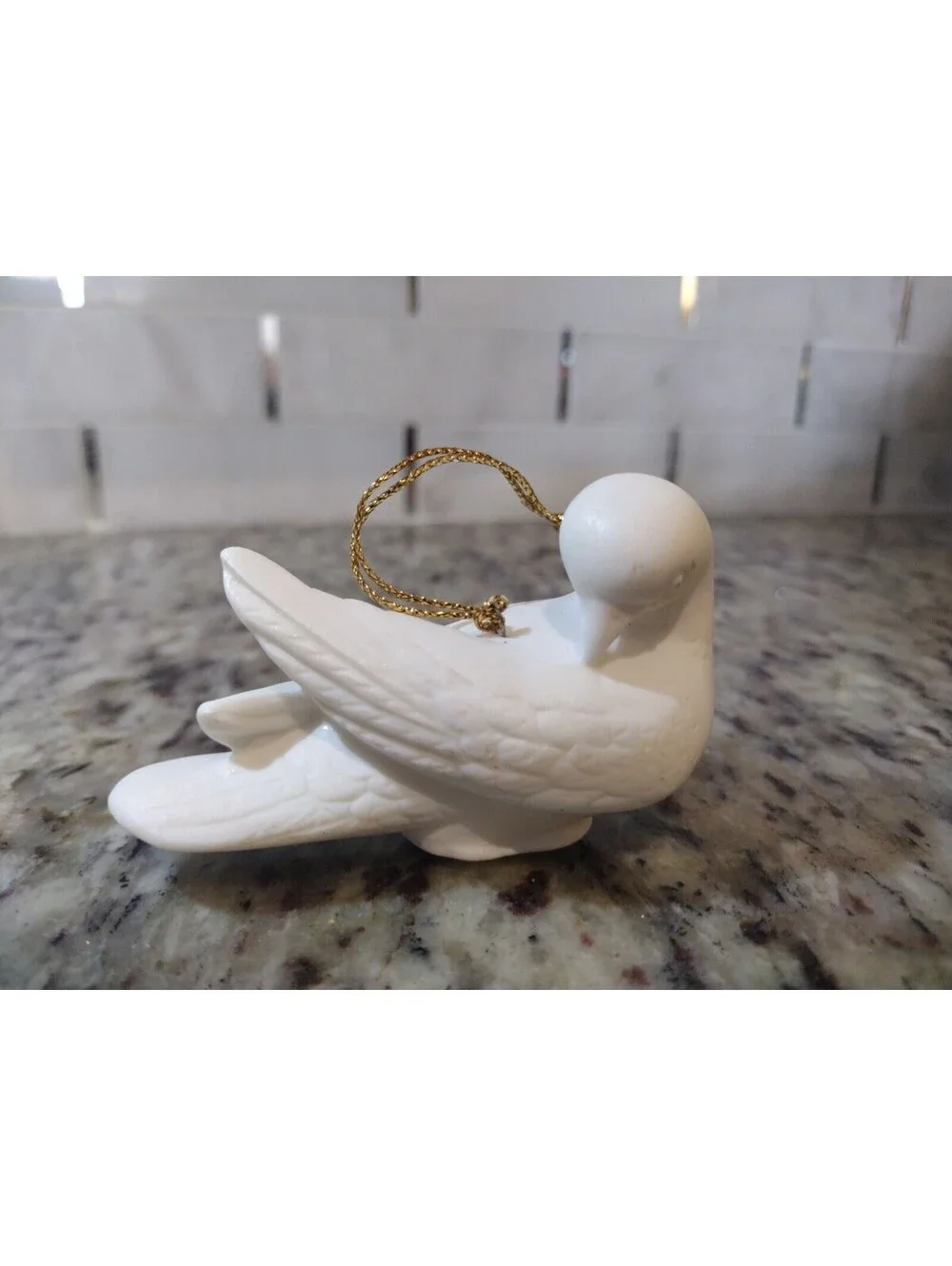 Vintage Santa's Dove Porcelain Sleeping Dove Ornament Christmas 3.5